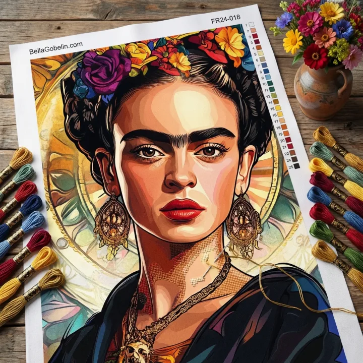 Frida Kahlo portré Alphonse Mucha stílusban – FR24-018