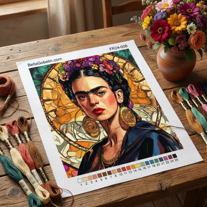 Frida Kahlo portré Alphonse Mucha stílusban – FR24-008
