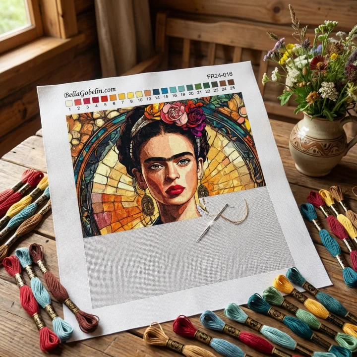 Frida Kahlo portré Alphonse Mucha stílusban – FR24-016