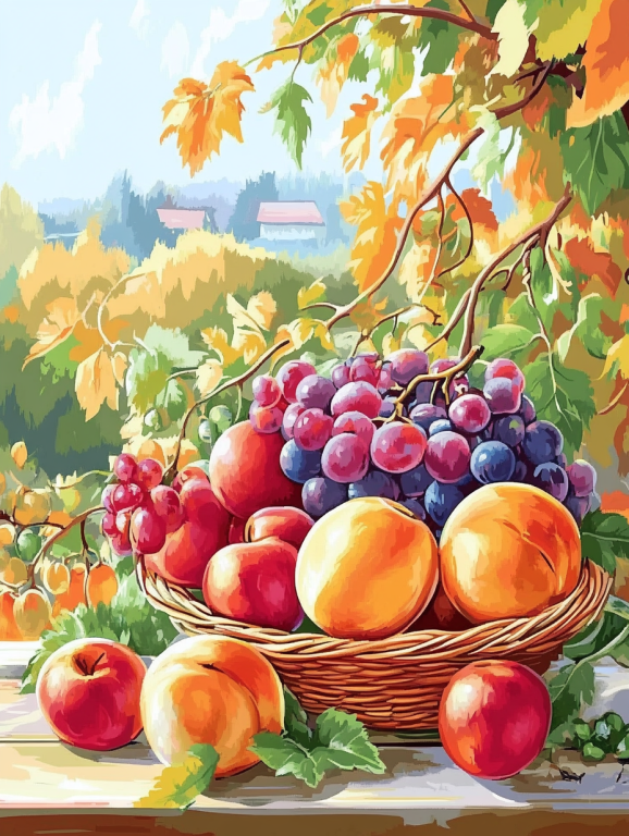Gyümölcskosár csendélet