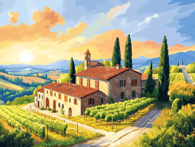 Napsütötte Toszkána, Chianti, Bor