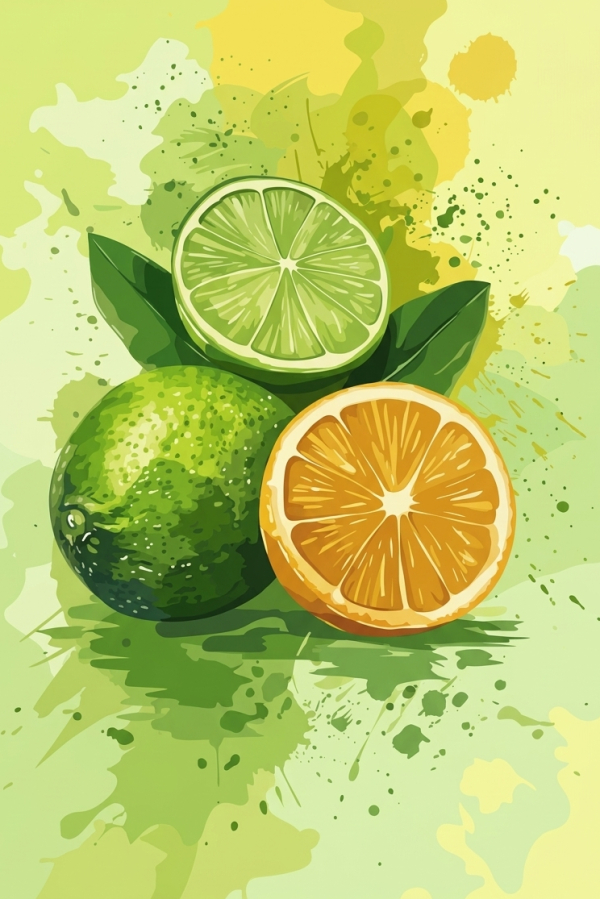 Frissítő citrusok akvarell stílusban