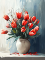 Piros tulipáncsokor